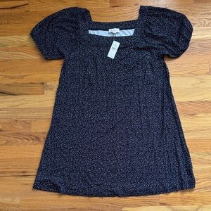 LOFT Navy and White Polka Dot Dress